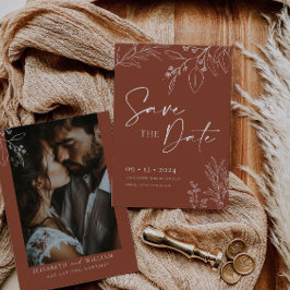 日付の保存招待状テラコッタフローラ 招待状