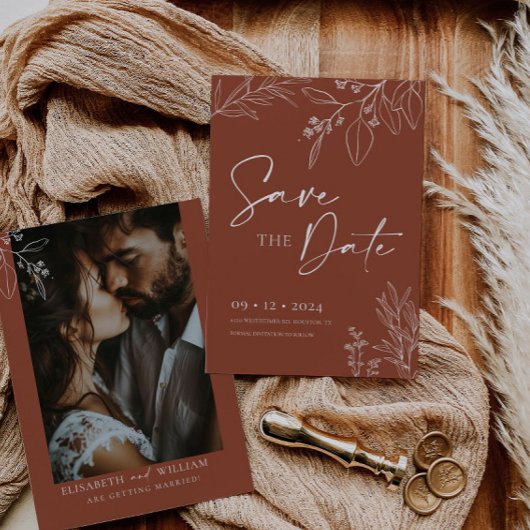 日付の保存招待状テラコッタフローラ 招待状