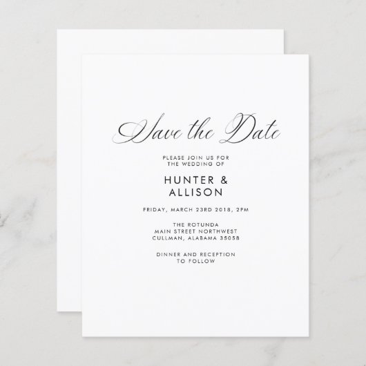 日付の保存招待状 (正面/裏面)