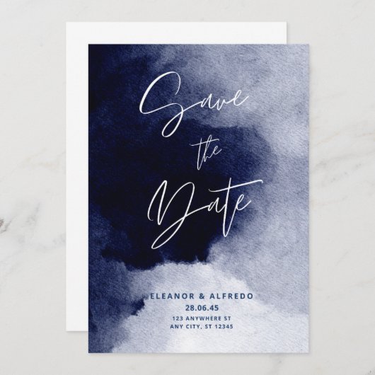日付の保存招待状 – エレガントな結婚式の発表 招待状 (正面/裏面)