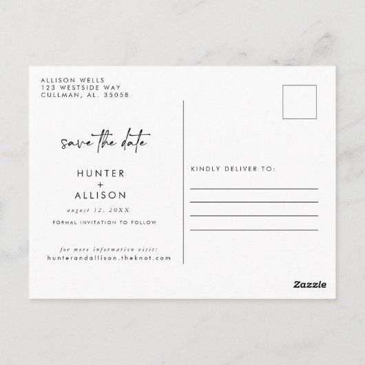 日付の保存招待状 ポストカード (裏面)