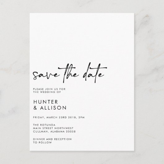 日付の保存招待状 ポストカード (正面)