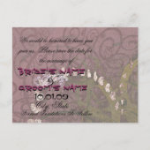 日付の保存深い紫ハート- 案内ポストカード (裏面)