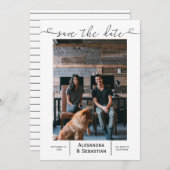 日付の保存白黒結婚パーソナライズされた セーブザデート (正面/裏面)