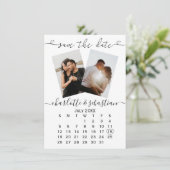 日付の保存白黒結婚パーソナライズされた セーブザデート (スタンド正面)