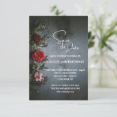 日付の保存白黒50番目の誕生日招待状 招待状 (スタンド正面)