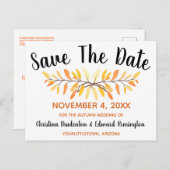 日付の保存素朴紅葉ミニマル 案内ポストカード (正面/裏面)