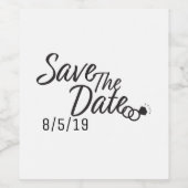 日付の保存結婚デザイン ワインラベル (シングルラベル)