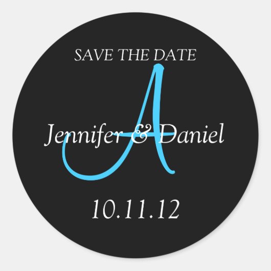 日付の保存結婚式招待状 ラウンドシール (正面)