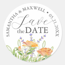 日付の保存結婚式用シールWildflowers ラウンドシール