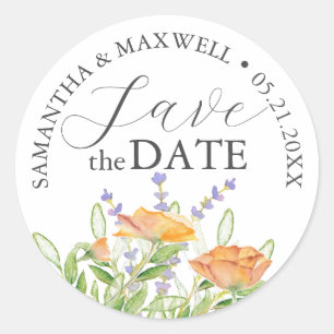日付の保存結婚式用シールWildflowers ラウンドシール