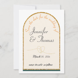日付の保存結婚/金ゴールドエッジ 招待状
