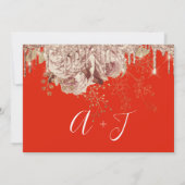 日付の保存花模様バラドリップスグレーアイボリーサンゴ セーブザデート (裏面)