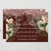 日付の保存花模様バラドリップバラ茶色 セーブザデート (正面/裏面)