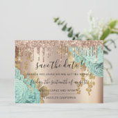 日付の保存花模様バラ金ゴールドが青 セーブザデート (スタンド正面)