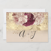 日付の保存花模様バラ金ゴールドドライブアイボリー セーブザデート (裏面)