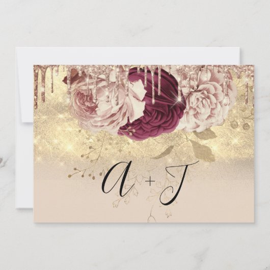 日付の保存花模様バラ金ゴールドドライブアイボリー セーブザデート (裏面)