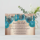 日付の保存花模様バラ金ゴールドドライブティール(緑がかった色) セーブザデート (スタンド正面)