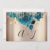 日付の保存花模様バラ金ゴールドドライブティール(緑がかった色) セーブザデート (裏面)