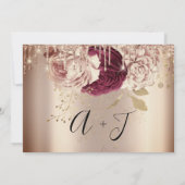 日付の保存花模様バラ金ゴールドDrips Marsala セーブザデート (裏面)