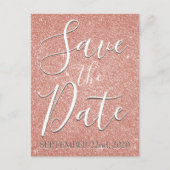 日付の保存誕生日バラ金ゴールドピンクグリッター 案内ポストカード (正面)