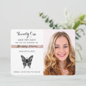 日付の保存誕生日白黒蝶の写真 セーブザデート (スタンド正面)