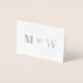 日付の保存赤いハートカスタムカップルのモノグラム 箔カード (正面)