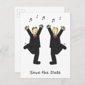 日付の保存踊り男性カップル 案内ポストカード (正面/裏面)