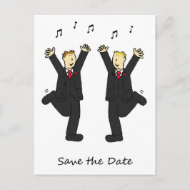 日付の保存踊り男性カップル 案内ポストカード