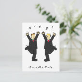 日付の保存踊り男性カップル 案内ポストカード (スタンド正面)