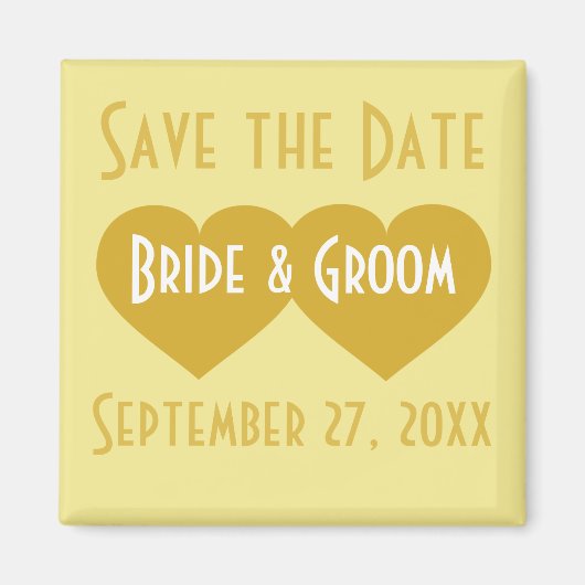 日付の保存金ゴールドハート マグネット (正面)