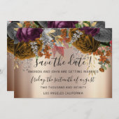 日付の保存金ゴールドフローラバラ秋 セーブザデート (正面/裏面)