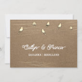 日付の保存金ゴールドホログラフOmbeFotoコテージ鳥 招待状 (裏面)