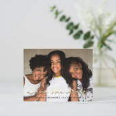 日付の保存金ゴールド写真バラ甘い16ブライダル ポストカード (スタンド正面)