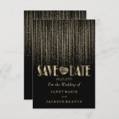 日付の保存金ゴールド星付きシャワー セーブザデート (正面/裏面)