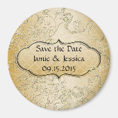 日付の保存金ゴールド結婚式の保存日付 マグネット (正面)