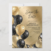 日付の保存金ゴールド50番目の誕生日 招待状 (正面)