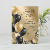 日付の保存金ゴールド50番目の誕生日 招待状 (スタンド正面)