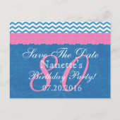 日付の保存80誕生日ピンクブルーレース 案内ポストカード (正面)