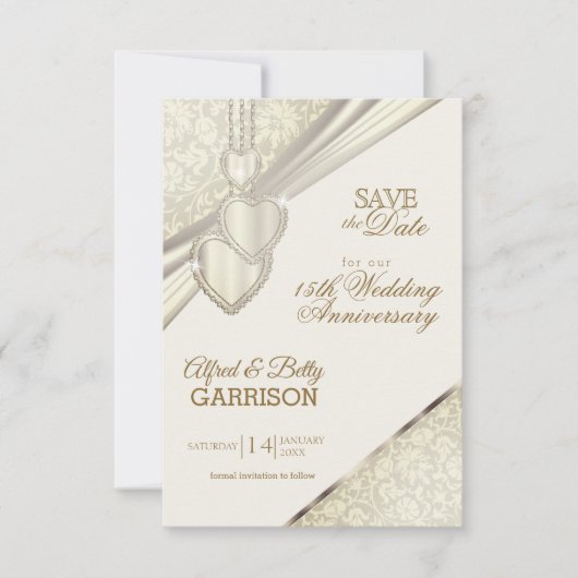 日付の保存 – アイボリー作成記念日 招待状 (正面)