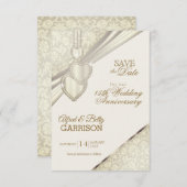 日付の保存 – アイボリー作成記念日 招待状 (正面/裏面)