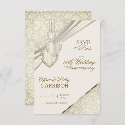 日付の保存 – アイボリー作成記念日 招待状 (正面/裏面)