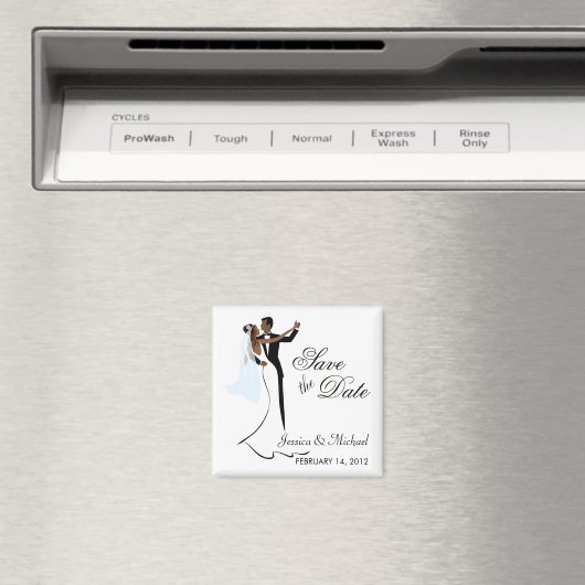 日付の保存 – アフリカ系アメリカ人の新郎新婦 マグネット (インサイチュ (食洗機))