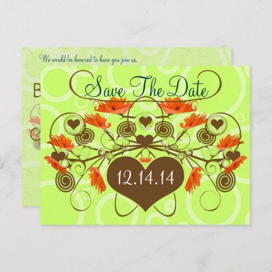 日付の保存 – エッジを使用したポップス 案内ポストカード (正面/裏面)