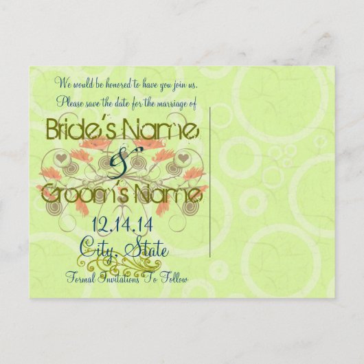 日付の保存 – エッジを使用したポップス 案内ポストカード (裏面)