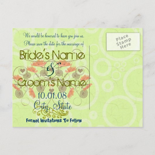 日付の保存 – エッジを使用したポップス 案内ポストカード (裏面)