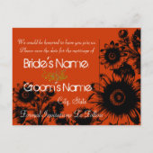 日付の保存 – オレンジ色のヴィンテージ花の黒 案内ポストカード (裏面)