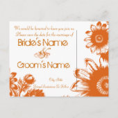 日付の保存 – オレンジ色の白いヴィンテージの花 案内ポストカード (裏面)