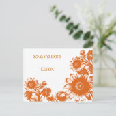 日付の保存 – オレンジ色の白いヴィンテージの花 案内ポストカード (スタンド正面)