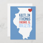 日付の保存 – カスタマイズ可能 – イリノイ 案内ポストカード (正面/裏面)